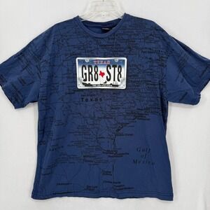 Mens Texas Map T Shirt Graphic Print Short Sleeve Blue XL GR8 ST8 State of Mine